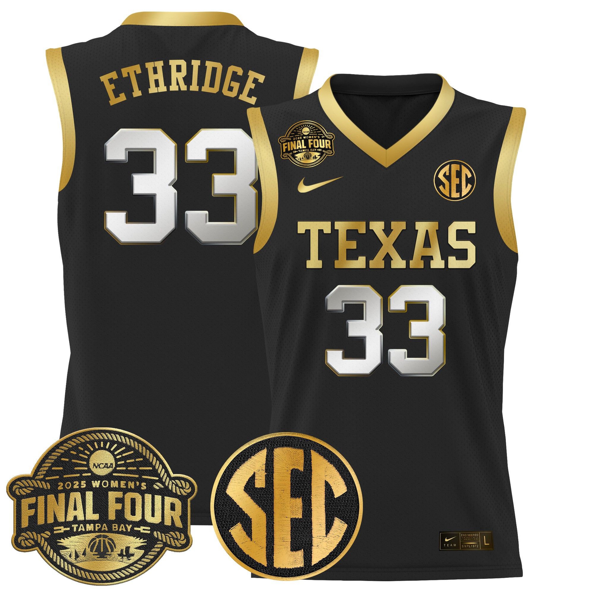 Men Texas Longhorns #33 Ethridge Black Nike 2025 Final Four Patch Lightweight Basketball NCAA Jerseys